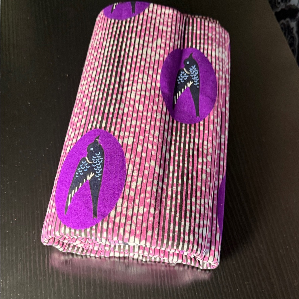 6yds Pink and Purple Bird Patterned African Fabric
